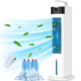 Mobile Klimaanlage ohne Abluftschlauch Luftkühler mit Wasserkühlung Mobiles Klimagerät Leise Ventilator Oszillierend Standventilator 3 Windarten mit Fernbedienung | 12H Timer 3L Wassertank - 1