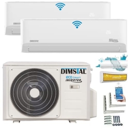 A++/A++ Duo-Split SelfClean WiFi/WLAN/App Steuerung Golden-Fin 2,6 + 3,5 kW 9000+12000 BTU MultiSplit Klimaanlage INVERTER Klimagerät mit zwei Inneneinheiten 2 Innengeräten und Heizung - 1