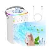 Klimaanlage Mobil, Mini Klimaanlage für Zimmer, 4 In 1 Luftkühler mit Wasserkühlung 1000Ml Klimagerät Ohne Abluftschlauch, Portable Air Conditioner mit 3 Modi & Bunt Licht Raumkühler für Räume Büro - 1