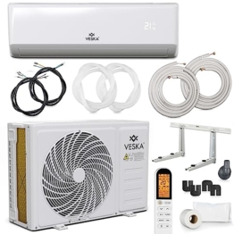 Klimaanlage Set Split - mit WiFi/App Funktion Klimagerät - Kühlen A++/ Heizen A+ 12000 BTU/h (3.500 Watt) Kältemittel R32 - Fernbedienung, Timerfunktion - inkl. Montagematerial (VSK-12000BTU) - 1