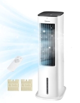 Midea 4-in-1 Mobile Klimaanlage ohne Abluftschlauch | Turmventilator mit Wasserkühlung & Luftbefeuchter | | Luftkühler mobil mit 5L Wassertank, 355m³/h Luftstrom, Ionisation, Fernbedienung (55W, Weiß) - 1