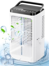 Mobile Klimaanlage, 1500ML-Ventilator, 4 Geschwindigkeiten, 7-farbige LED-Beleuchtung, 2 Sprühfunktionen und 1-8-Stunden-Timer – ideal für Schlafzimmer und Büros - 1