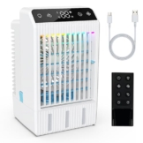 Mobile Klimaanlage, Air Conditioner Portable, Klimagerät ohne Abluftschlauch, Mini Klimaanlage mit Spray und Buntem Nachtlicht, Mobile Klimageräte für Zuhause, Büro, Camping - 1
